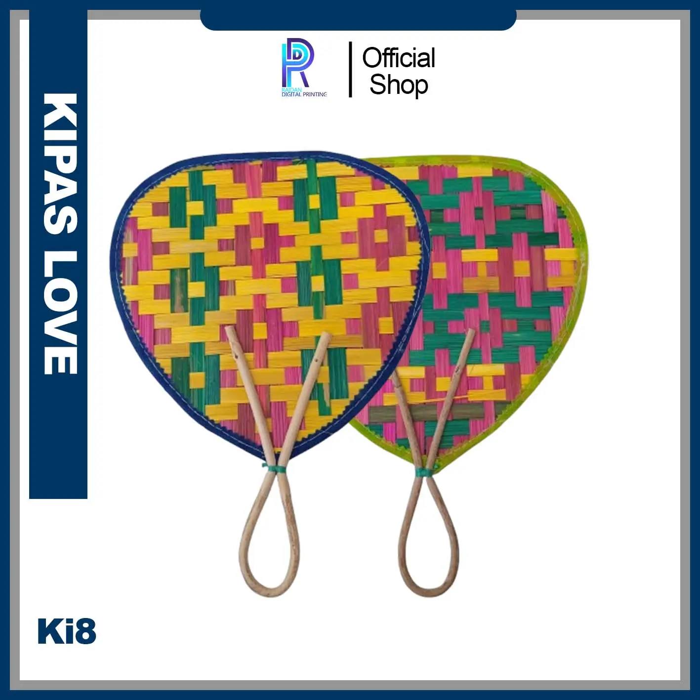 KIPAS ANYAMAN BAMBU LOVE / KIPAS TANGAN / KIPAS BAMBU TRADISIONAL SIZE SEDANG