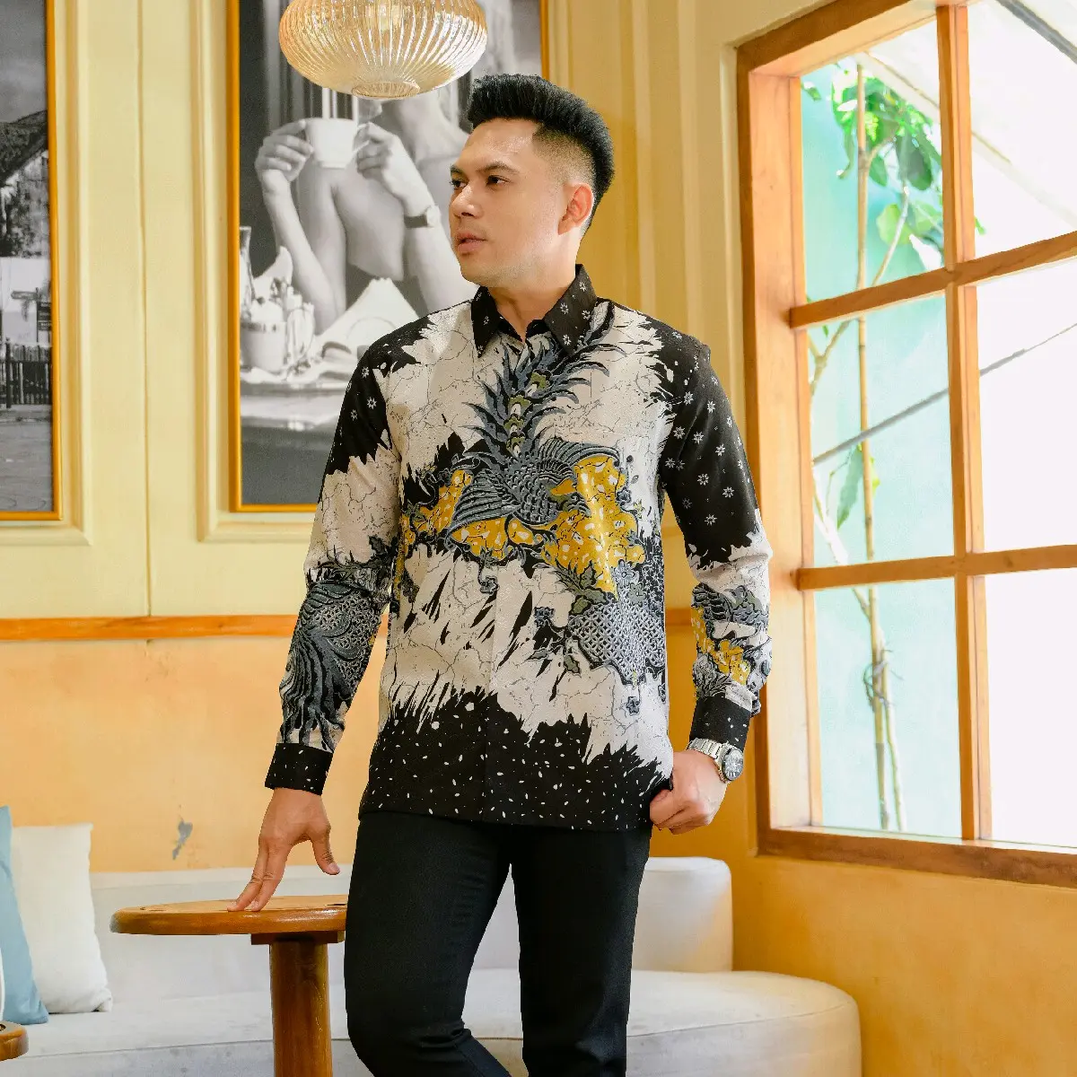batik bahan doby pria Premium lengan panjang  lapis furing hero..