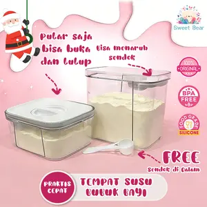 【SweetT Bear】 Kotak Penyimpanan Bubuk Susu 800ml-2400ml Dilengkapi Spatula Insulasi Vakum Kuah Spoon Tahan Bocor Praktis untuk Rumah Tangga Bayi Wadah Tumpah