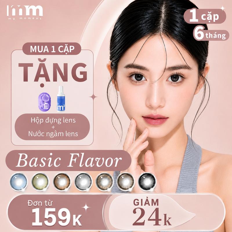 【1 CẶP DÒNG 6 THÁNG】MM Basic Flavor xám, đen, xanh dương, xanh lá, nâu DIA 14.2-14.5mm kiểu mặt mộc, đeo hàng ngày, ngọt ngào, mùa tốt nghiệp