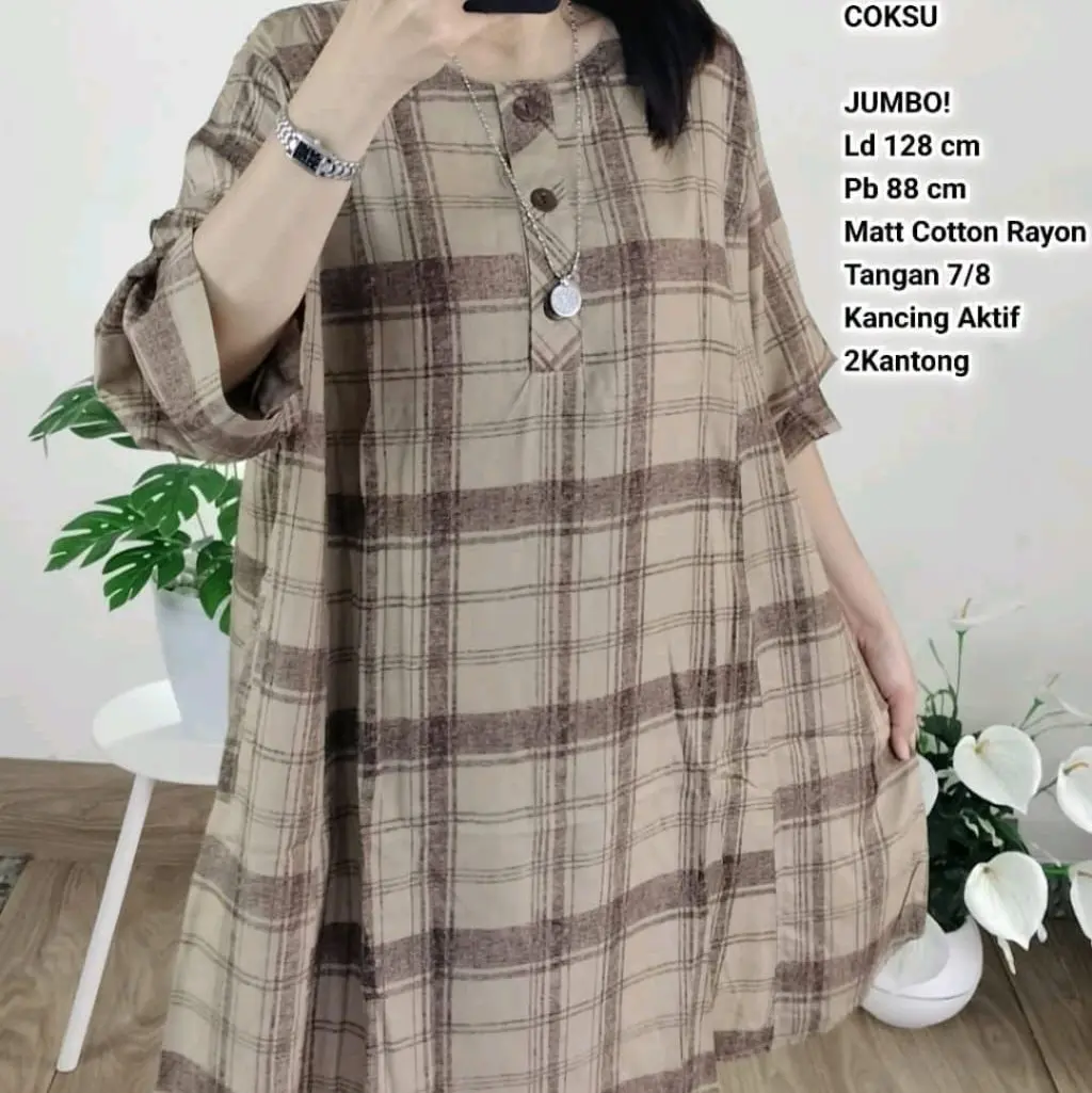 Stevi #3 #7 #8 #9 #10 #11 #12 Blouse tunik Jumbo by marsella LD 130 cm kancing aktif bahan rayon adem Kemeja