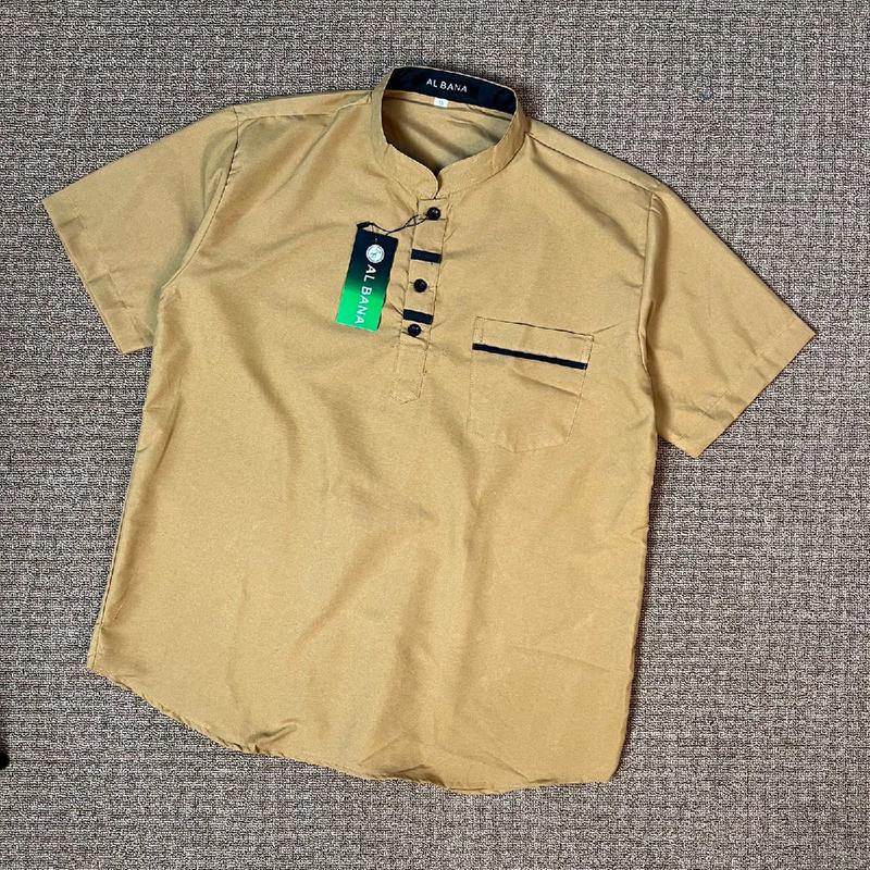 Koko anak laki laki lengan pendek motif dada polos usia 8-15 tahun koko kurta terlaris kekinian Muslim Baju Katun 6