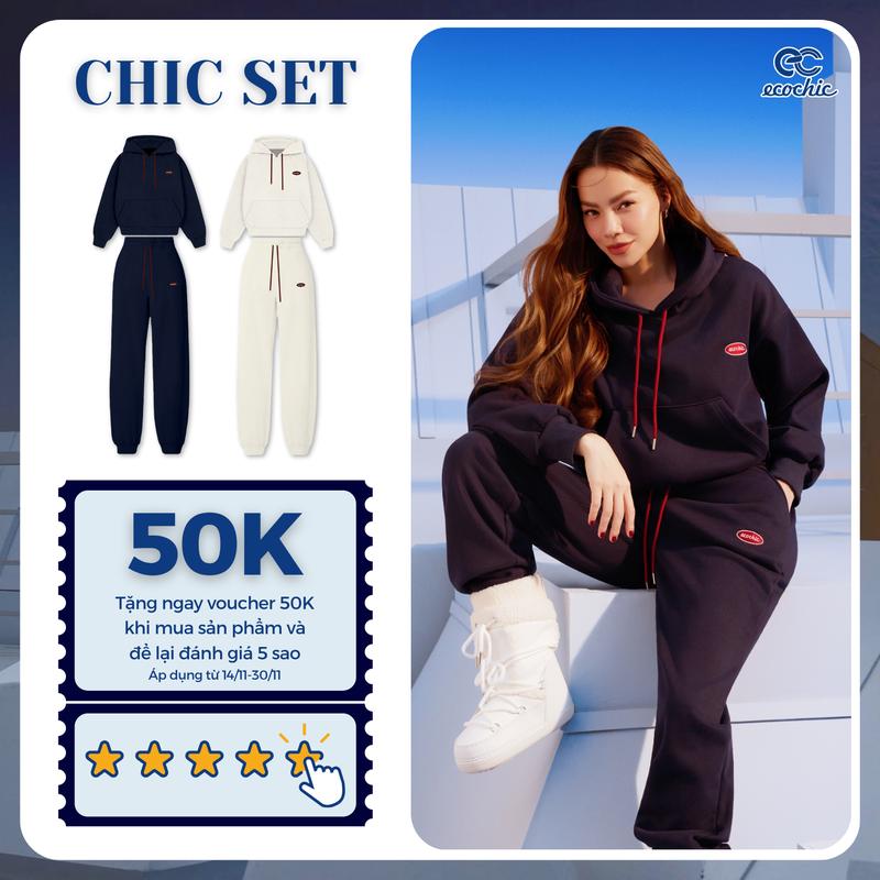 Set Nỉ Lót Nhung ECOCHIC HOODIE Áo Hoodie Phối Quần Ống Bo Gấu Cạp Chun Chất Liệu Cao Cấp Chính Hãng B209