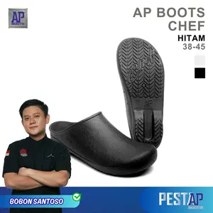 AP Boots AP Chef Hitam - Sepatu Slip On Dapur Shoes Karet