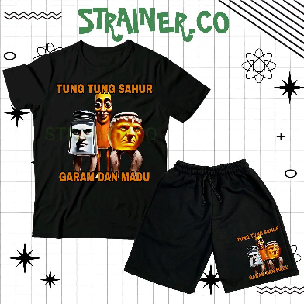 (BISA COD) Setelan Fashion Kaos Anak Baju Anak Celana Pendek Anak Distro TUNG TUNG TUNG SAHUR X GARAM DAN MADU / Set Kaos Dan Celana Boardshort Anak TUNG TUNG SAHUR X GARAM DAN MADU Unisex Spesial RAMADHAN 2025 VIRAL Usia 3-12 Tahun FREE NAMA