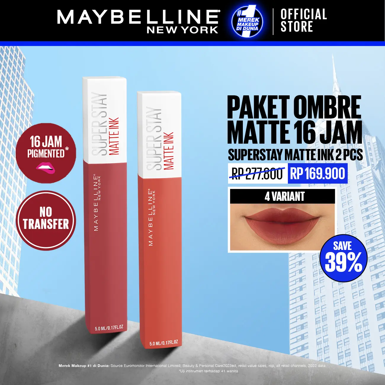 [5.5 DEALS] MAYBELLINE Paket Hemat Superstay Matte Ink 2 pcs Ombre Set Lipstick - Long Lasting