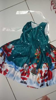 Product Review of [BrandedBaby] Baju Dress Natal Anak Perempuan Satin Printing Lengan Kutung Kids Fashion from s**a 1