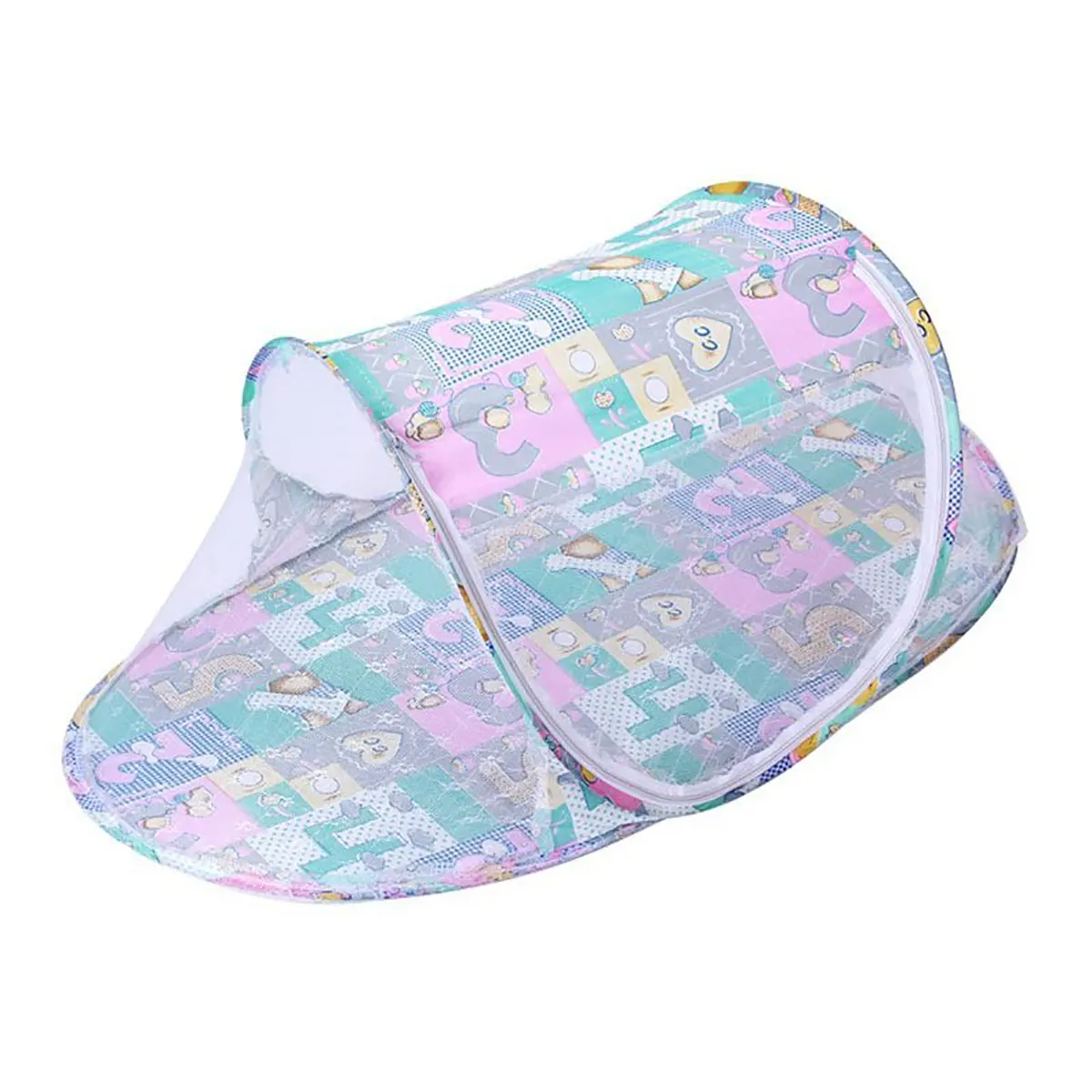 New Children's Folding Mosquito Nets Solid Newborn Baby No Installation Mosquito Nets Boy Girl Cartoon Zipper Boat Mosquito Nets