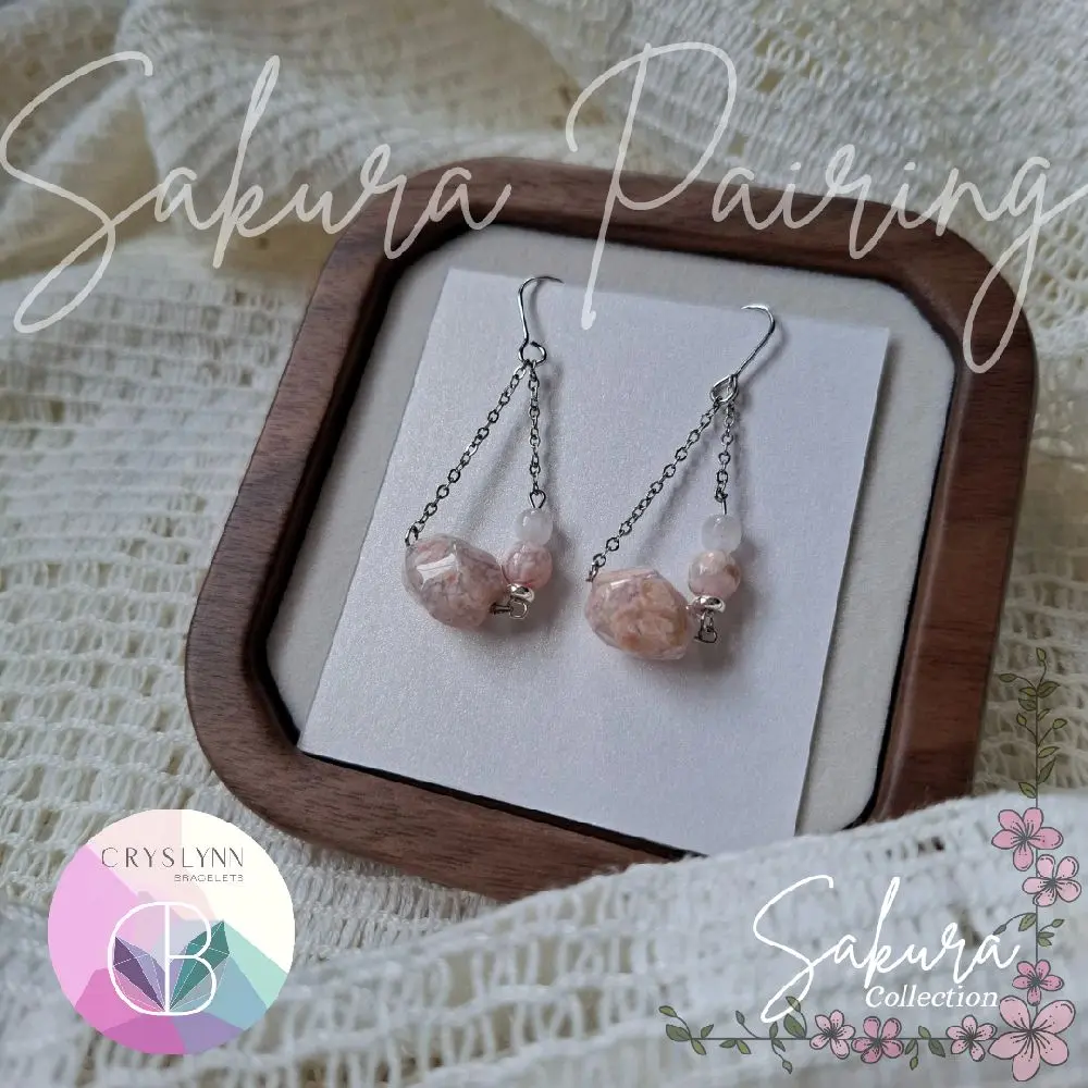 Sakura Pairing Dangling Sakura Agate Earrings