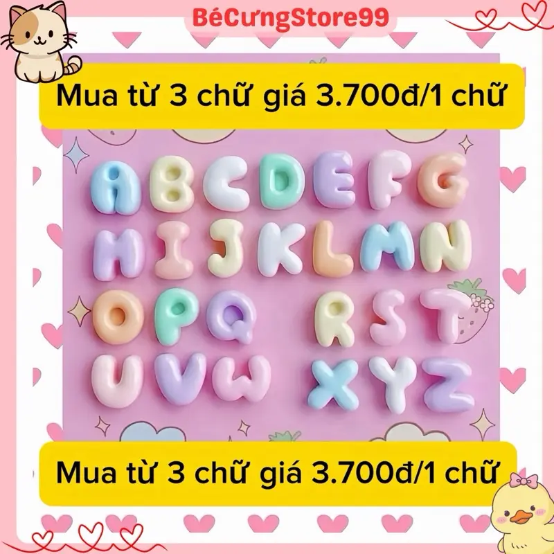 Sticker Chữ dán theo yêu cầu - KÈM KEO DÁN - Số lượng 1 Chữ