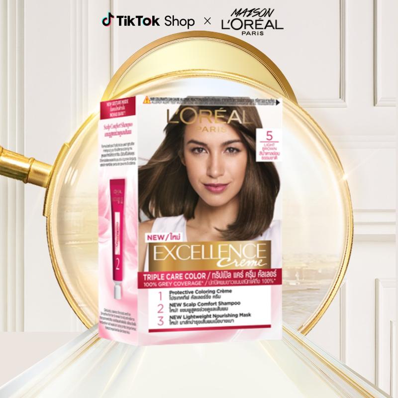  Màu nhuộm dưỡng tóc phủ bạc bảo vệ gấp 3 L'Oreal Paris Excellence Crème 172ml màu 5 
