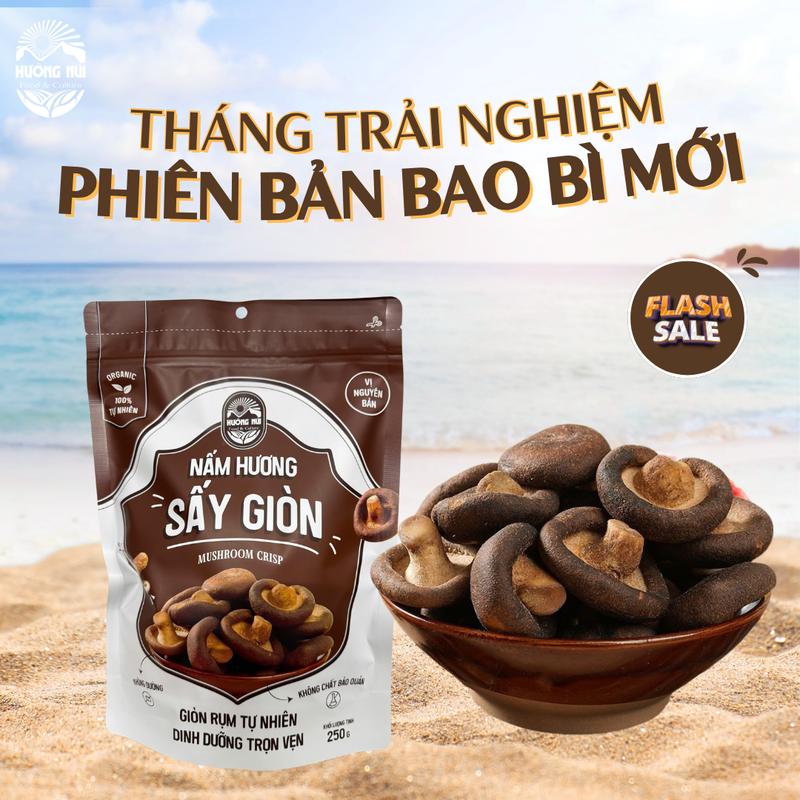 COMBO 10 Túi - Nấm Hương Sấy Giòn Ăn Liền Thơm Ngon - Công Nghệ Sấy Thăng Hoa Không Đường Giữ Trọn Dinh Dưỡng - Snack Food Healthy - Trọng Lượng 250G Túi