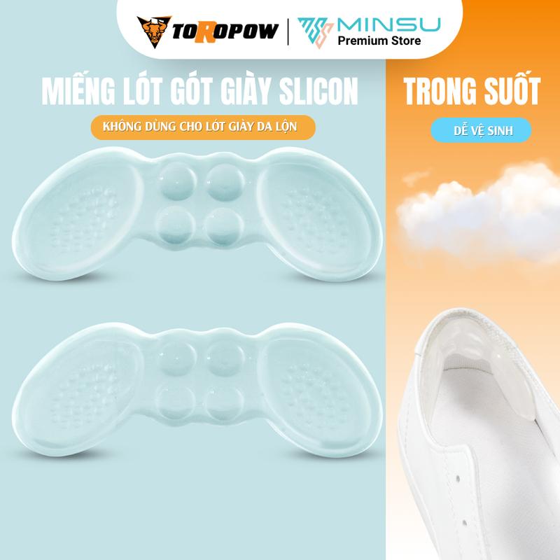Miếng Lót Đệm Gót Giày Silion Trong Suốt MINSU M5547 Bảo Vệ Gót Chống Trầy Xước Đau Chân Silicon Giảm Size Giày Cao Gót Giày Thể Thao Giày Sneaker