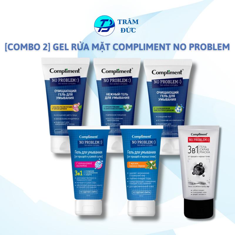 [COMBO 2 tuýp] Compliment No Problem Gel rửa mặt srm compliment vạch hồng Chăm Sóc Da skincare