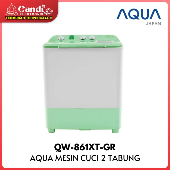 AQUA MESIN CUCI QW-861XT-GR TWIN TUB 8 KG 2 TABUNG QW861XTGR QW 861XT GR 1