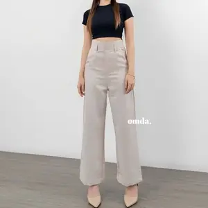 OMDA - Diora Pants Celana Fit Dan Kulot Wanita Highwaist Loose Pants Straight Cut Wanita Panjang Premium Terbaru Bahan Semiwol Hitam