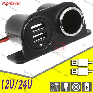 Car Charger Mobil 2 USB Port + Cigarette Lighter Plug Adapter 3.1 A Multifungsi Colokan Mobil Hitam