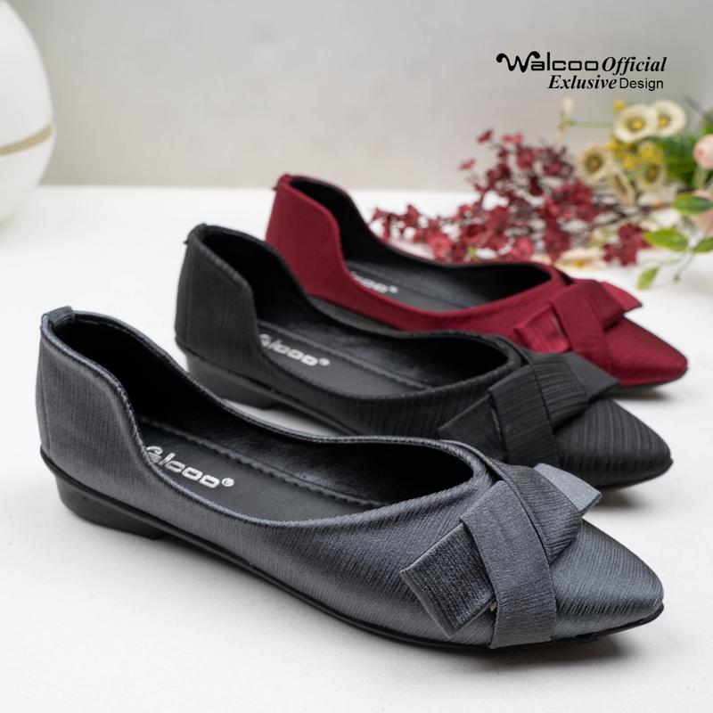 WALCOO DIONE Sepatu Flatshoes Wanita Bahan Satin Formal dan Kasual 0