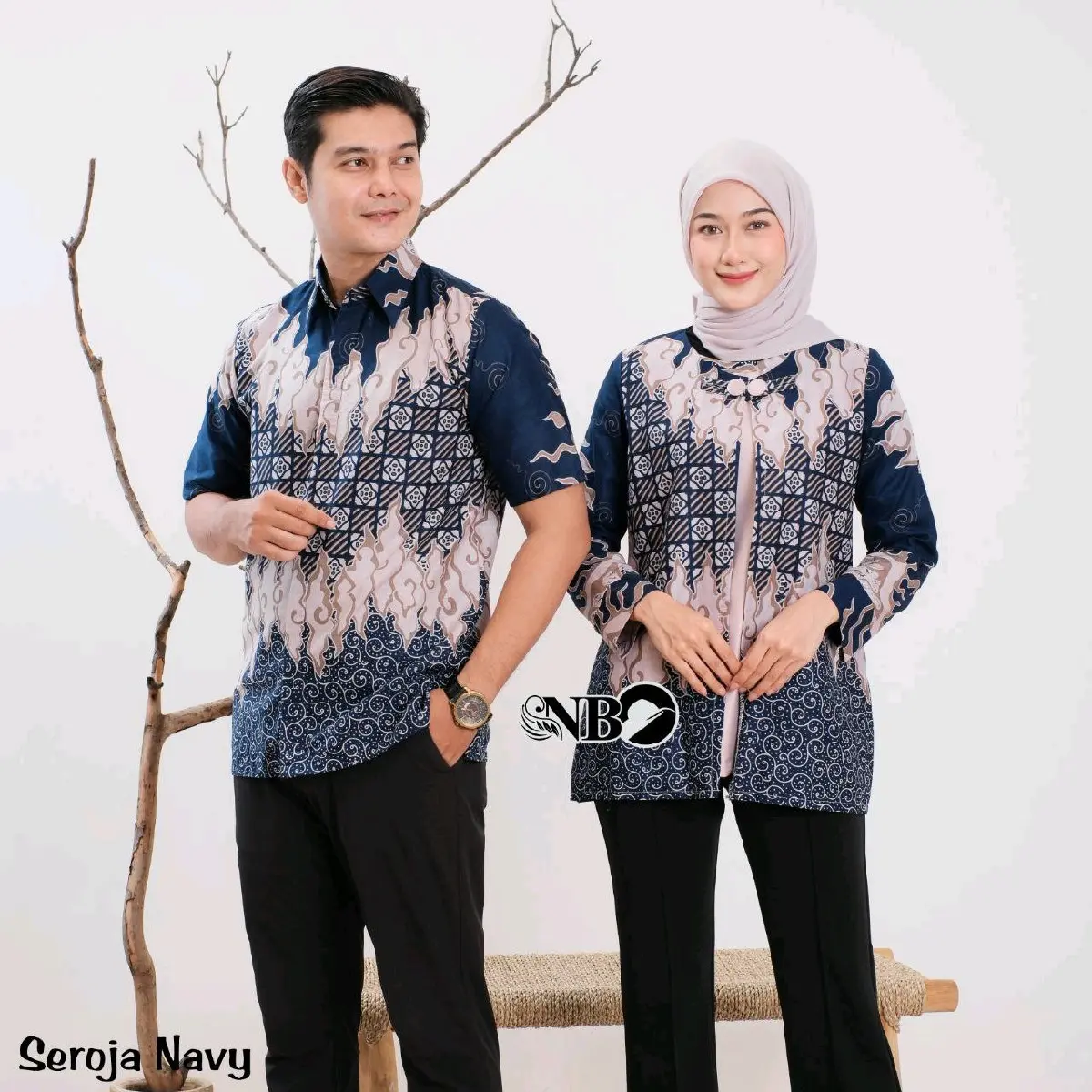 LAKUNA BATIK Baju batik couple modern set pakaian couple atasan batik Cewek bahan Katun Hem Cowok Kombinasi Wanita