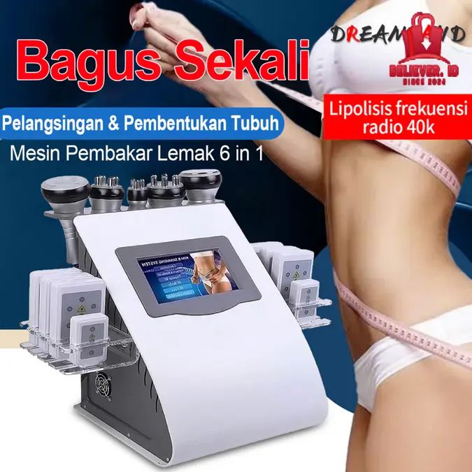 Alat Burn Fat Machine RF 6 in 1 Wajah Slimming 40k Radio Frequency Lipo Laser Cavitasi Pelangsing Badan Alat Rf Slimming Machine