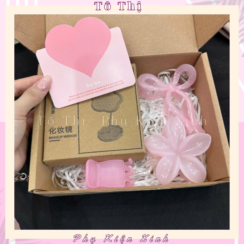  Set quà tặng đáng yêu gồm gương và kẹp tóc siêu xinh cho nữ 