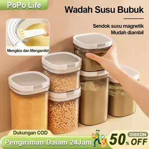 【COD】Toples Susu Multifungsi dengan Tutup Magnetik / Wadah Penyimpanan Kedap Udara Transparan / Kapasitas Beragam 800/1200/1800/2400ml / Toples Makanan Food Grade Tahan Air & Debu / Kotak Penyimpanan Dapur