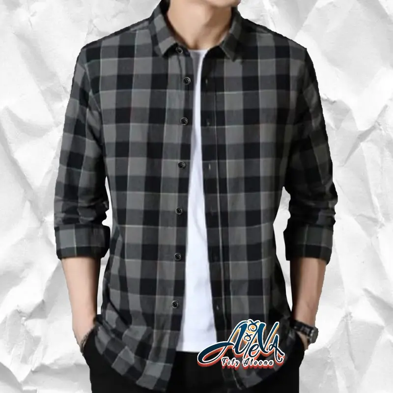 Kemeja Flanel Impor Pria Kualitas Premium Lengan Panjang Unisex Hem Flannel Baju Flanel 2