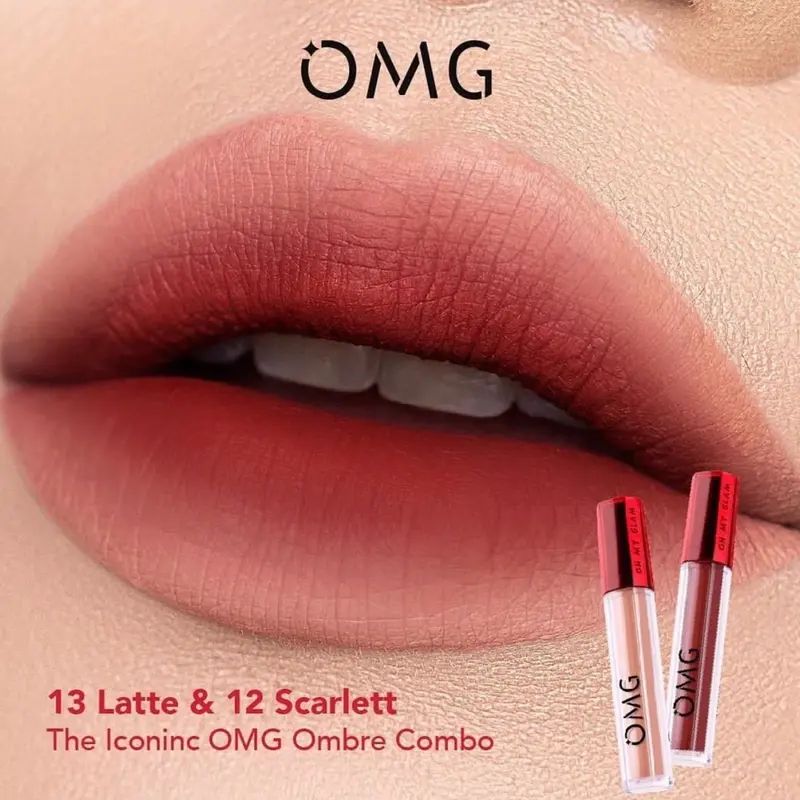 •DUBEEDU• best OMBRE OMG lipcream shade 13 latte  & 12 scarlet  Bibir Waterproof Lasting velvet lip 0
