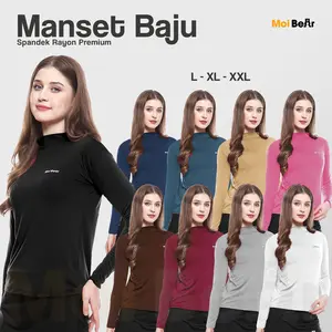 MOI Manset Daleman Lengan Panjang Sporty Spandek Pria Wanita Daleman Hijab Muslimah Polos Baselayer Running Gym Fitness Baju