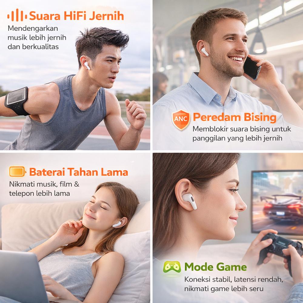 Black Myth Wukong TWS Bluetooth 5.4 Earbuds – Suara Jernih, Koneksi Cepat, Noise Reduction, Ringan & Nyaman Dipakai