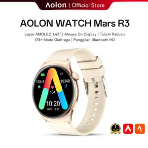 Aolon Mars R3 Smartwatch Original | AMOLED Screen | Always On Display | 200+ Watch Face | 178+ Sport modes | Alloy Body Jam Pintar 1.43-inch Health Monitoring Tracker jam tangan smartwatch jam tangan pria jam tangan wanita