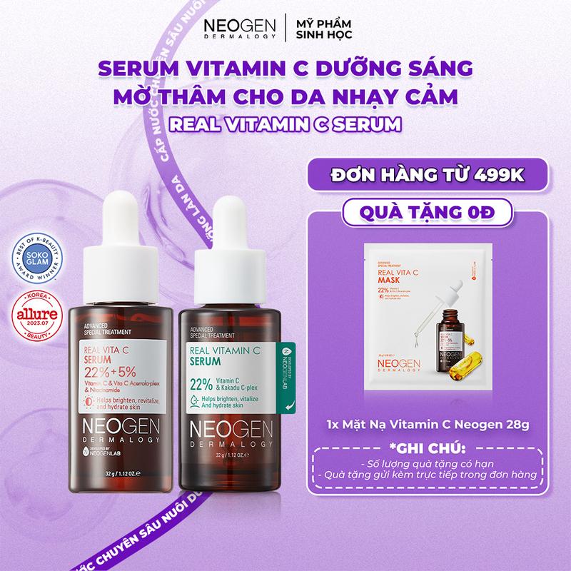 Serum Giúp Mờ Thâm, Hỗ Trợ Dưỡng Trắng Vitamin C 22% SAP Neogen Dermalogy Real Vita C 32g