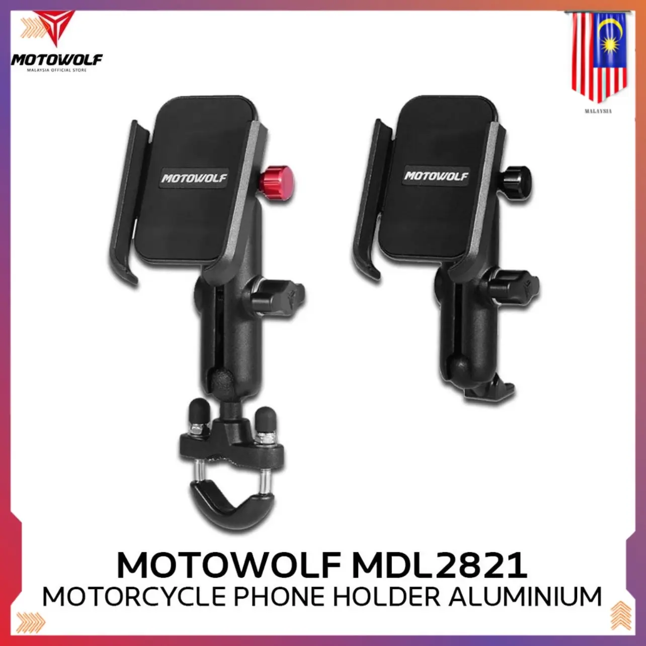 Ready Stock MOTOWOLF Phone Holder Motorcycle Bicycle Handphone Holder Aluminium Foodpanda Grabfood Y15ZR RS15 MDL2821