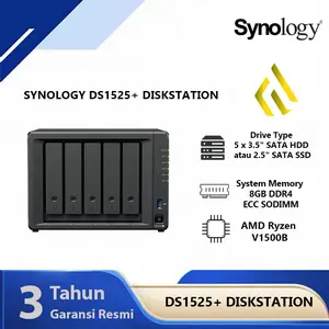Synology DS1525+ DiskStation 5-BAY NAS Server Storage Cloud DS 1525+ - All-in-One Solution for Data Management