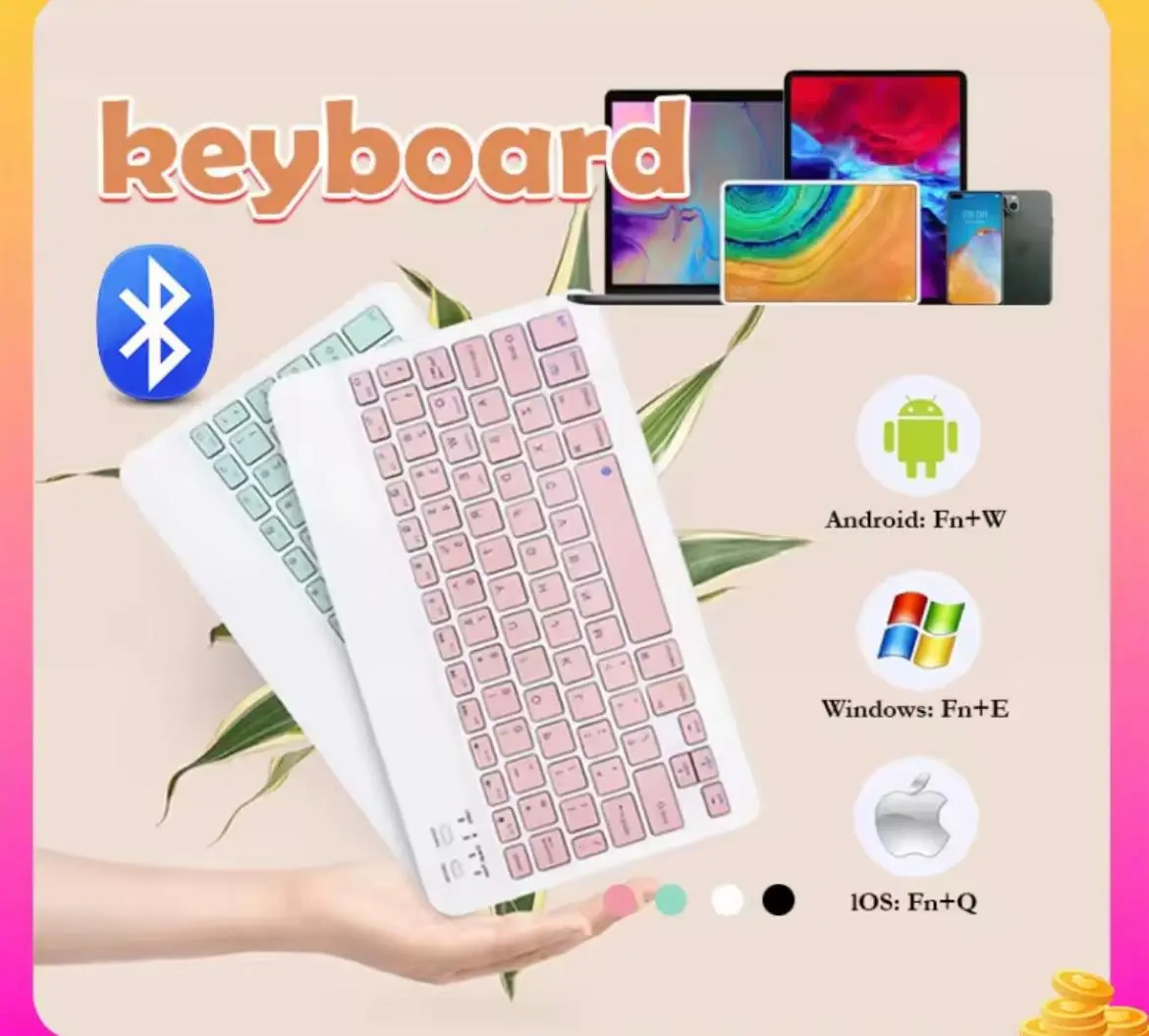 Keyboard Bluetooth Wireless Silent Portable Click for Tablet Hp Laptop