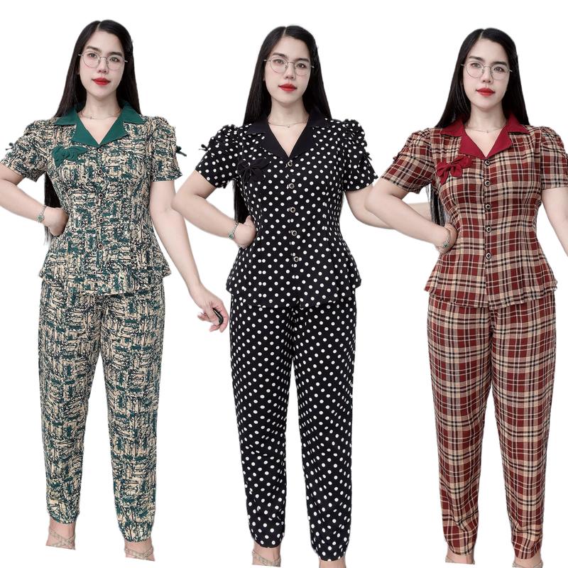 Đồ Bộ Nữ Thiết Kế Áo Phom Vest Quần Dài, Chất Vải Mềm Mát Mặc Nhà Đi Chơi Đều Đẹp