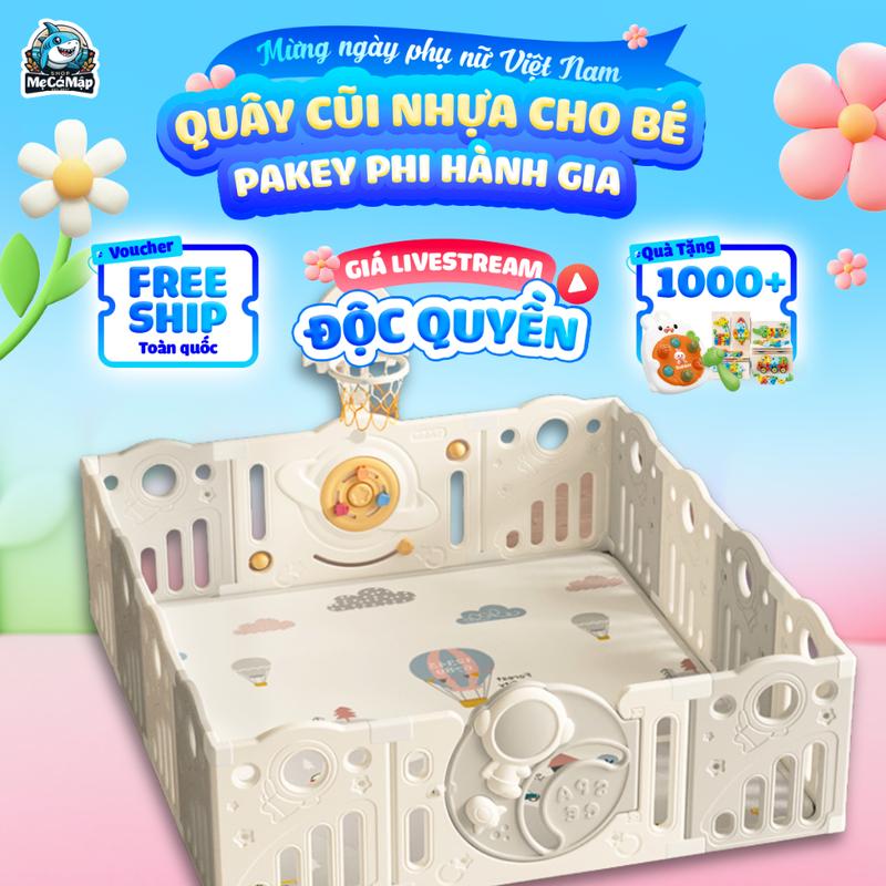 Quây Cũi Nhựa Pakey Phi Hành Gia Mới 2025, Quây Cố Định Chắc Chắn Tặng 100 Bóng +Thảm +Set Bóng Rổ Bảo Hành Trọn Đời - QN01