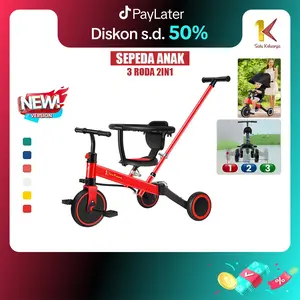 "1K" Satu Keluarga SNI SK M97 Mainan Sepeda Roda 3 Anak Keseimbangan Naik Sepeda Dorong Toys 3 Mode 2in1 Bahan Besi Anti Bising & Anti Lecet Usia 1,5–5 Tahun