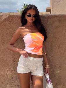 Women's Floral Print Tube Top, Fashion Casual Sleeveless Strapless Top for Daily Outdoor Wear, Ladies Clothes for Summer, Womenswear