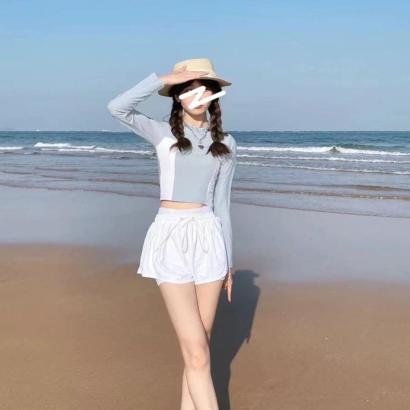 Bikini Nữ, Áo Tắm Xẻ Tà Hai Mảnh, Đồ Bơi Nữ, Áo Dài Tay, Quần Ngắn, Đồ Thể Thao Đồ Bơi, Đồ Đi Biển Sport Chạy Bộ Yoga Tập Yoga Tập Gym Tập Thể Dục 2