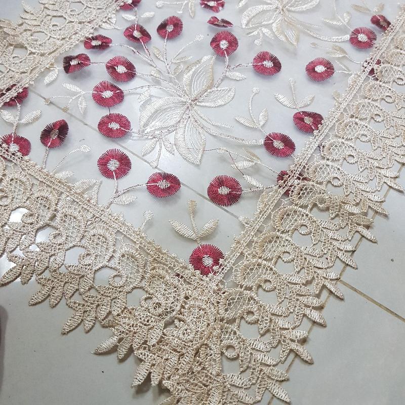 Product Introduction of taplak meja ruang tamu mewah ukuran 100 x 40cm rajutan bordir 12