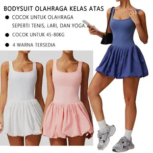 Bodysuit Sporty Wanita - Rok & Celana Dalam Terintegrasi - Bahan Spandex Poliester Berkualitas Tinggi - Cocok untuk Dayung & Tenis - Tidak Perlu Pakaian Dalam atau Celana Panjang