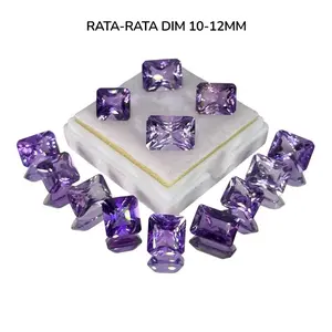 Loose Stone Permata Amethyst Warna Ungu Natural Cutting Custom Rata-Rata Dim 8-12 MM