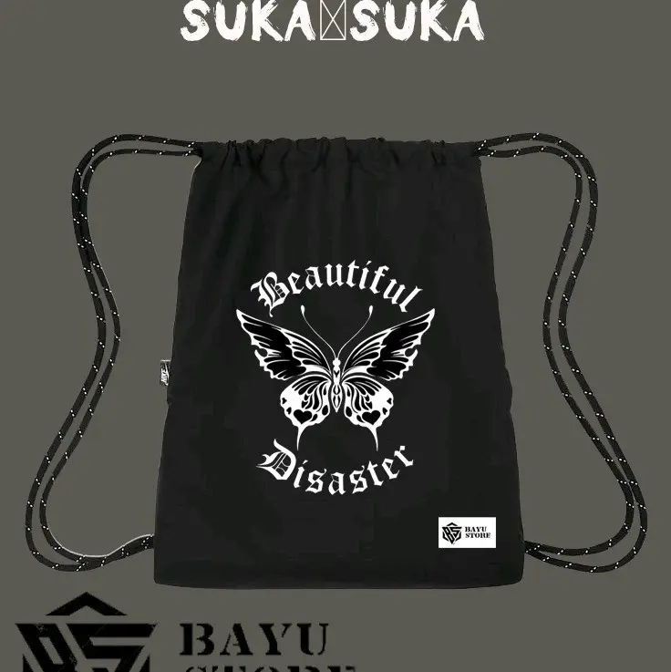 tas serut Stringbag Ransel punggung tas olahraga tas sekolah kekinian pria dan wanita  Backpack kekinian terbaru viral kupu kupu biutiful disaster