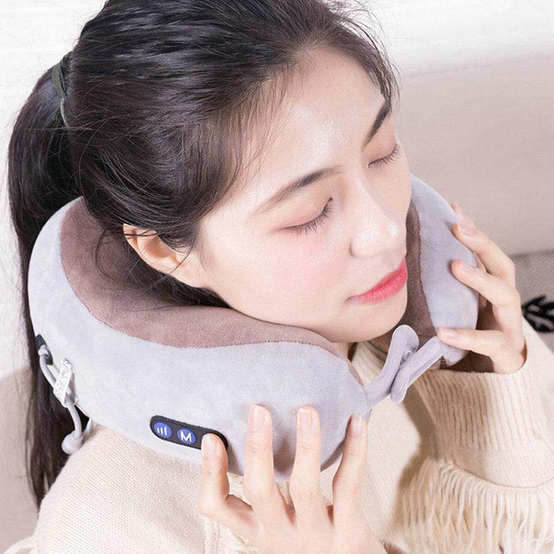 Portable Vibration Massage Pillow for Neck and Back Pain Relief with Heart-warming M-Shaped Arc Design 3