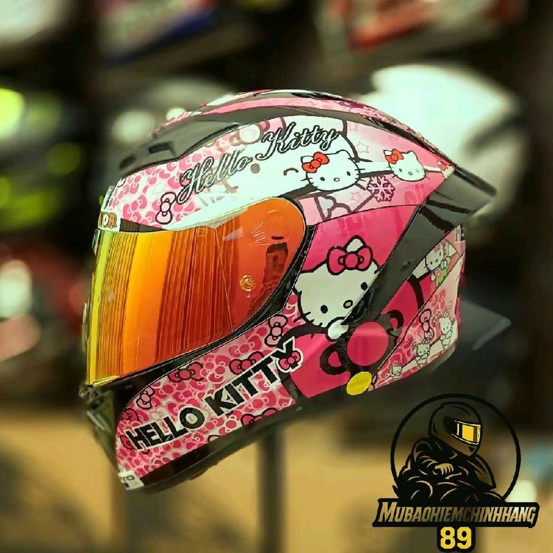 Royal Mũ bảo hiểm Full face 2 kính Royal M266 dán tem Hello Kitty Helmet mubaohiem diphuot phong cách trẻ trung năng động và đáng yêu