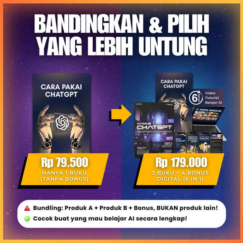 AICO - Paket 6 in 1 Lengkap Buku Belajar AI Kamus Chat GPT Learning Pass AI004CO 2