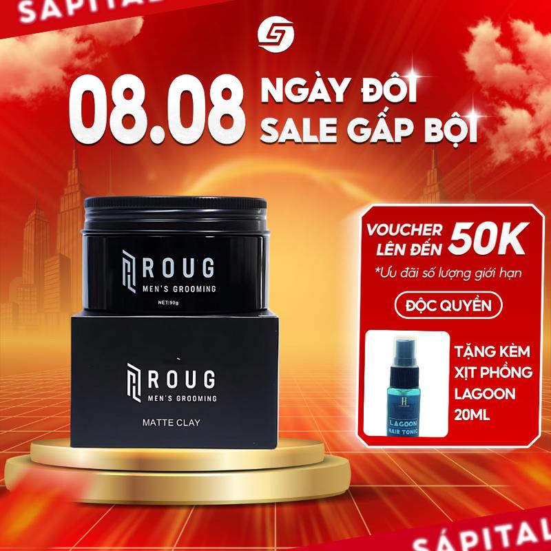 Sáp Vuốt Tóc Roug Men's Grooming Matte Clay - Sáp Roug Đen 90g Dành Cho Tóc Mỏng Khả Năng Giữ Nếp Cao 24h, Hỗ Trợ Chăm Sóc Tóc, Dưỡng Tóc Kiểm Soát Mồ Hôi Dầu Thừa - Tặng Kèm Lược Roug