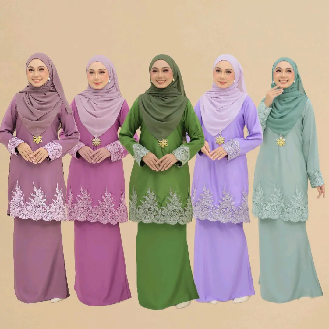 KURUNG MODEN LACE , SULAM JAHIT , KURUNG CUTTING LOOSE XS -5XL Floral