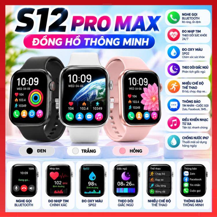 Đồng Hồ Thông Minh S12 / S11 PRO MAX Màn Hình 2.06 Inch, Gọi Bluetooth, Nhận Thông Báo, Theo Dõi Vận Động, Đa Chức Năng